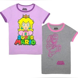 Nintendo Kids' Super Mario Purple and Gray Tees
